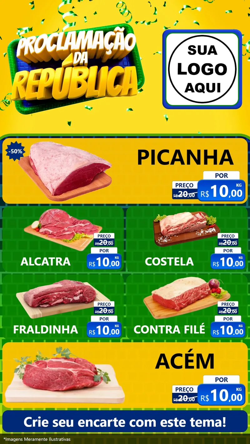 Modelo de TV para TV Vertical com o tema Proclamação da República para Açougue