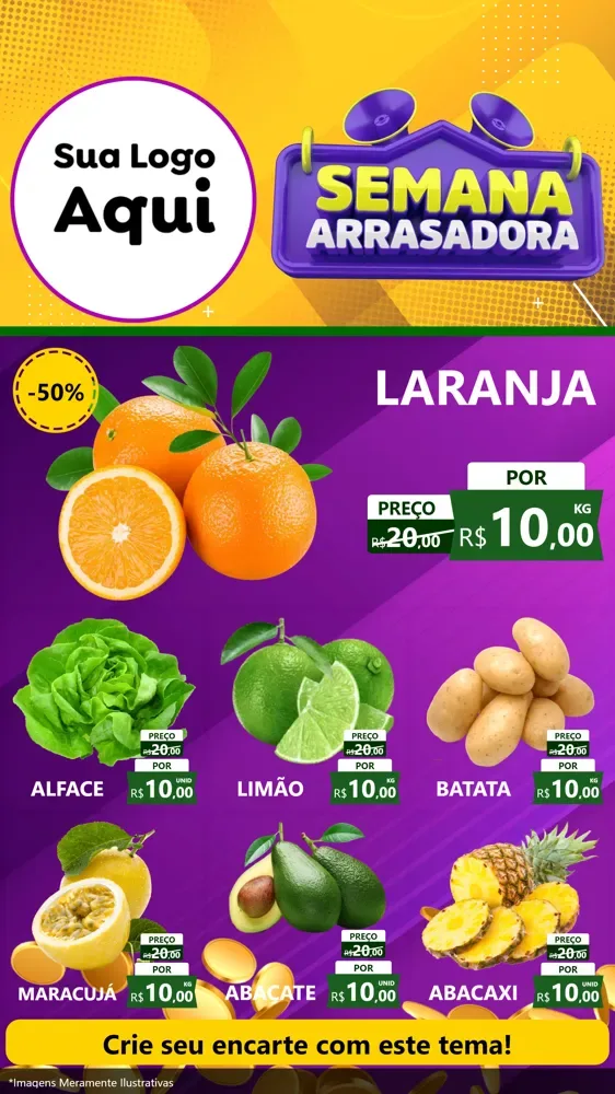 Modelo de Rede Social para Stories com o tema Semana Arrasadora para Hortifrúti