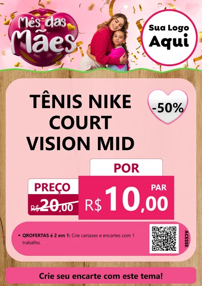 Modelo de Cartaz para Cartaz A4 Vertical com o tema Mês das Mães para Calçados