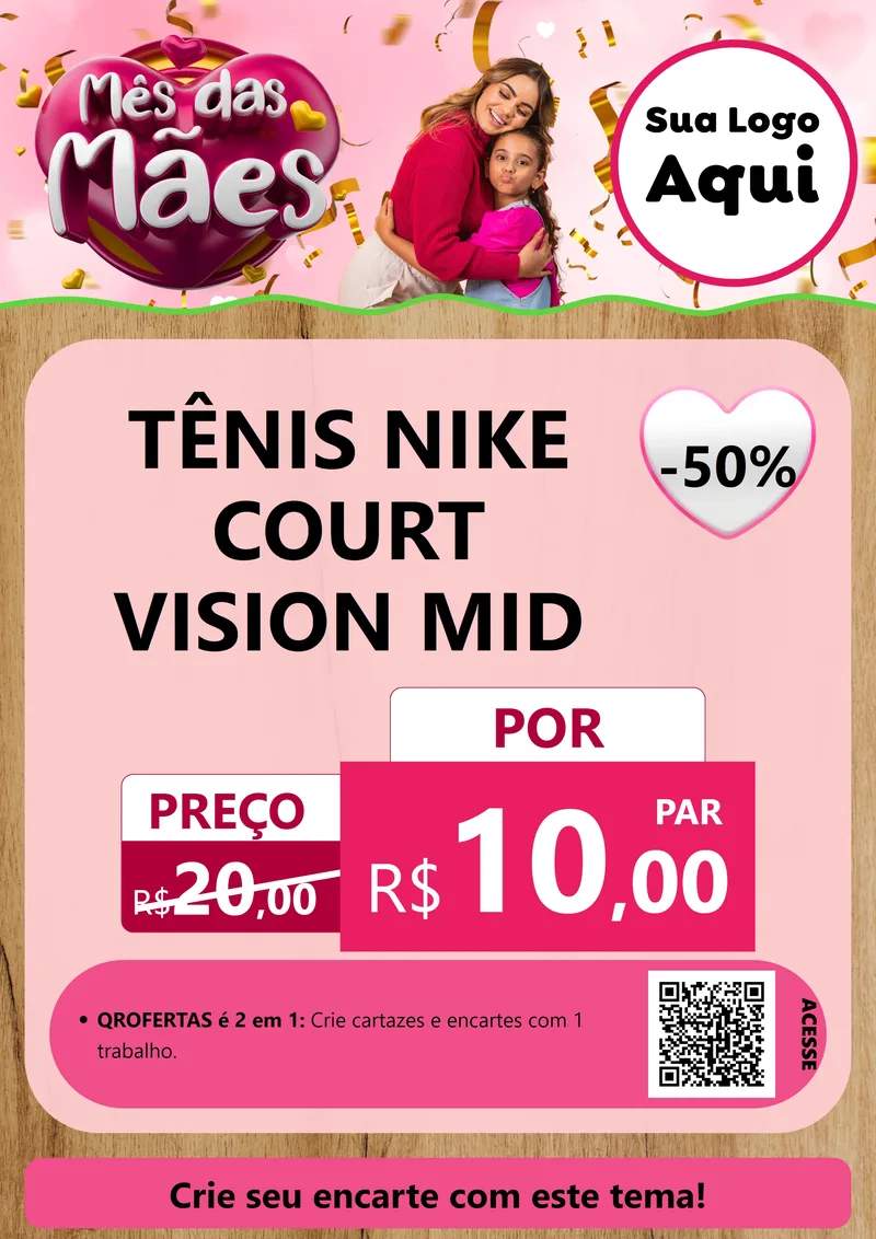 Modelo de Cartaz para Cartaz A4 Vertical com o tema Mês das Mães para Calçados