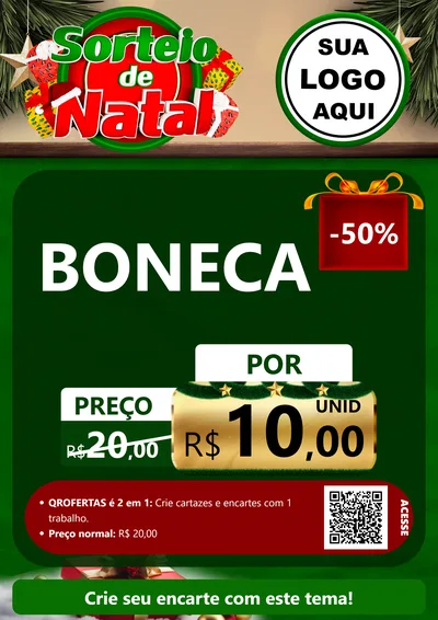 Modelo de Cartaz para Cartaz A4 Vertical com o tema Sorteio de Natal para Brinquedos