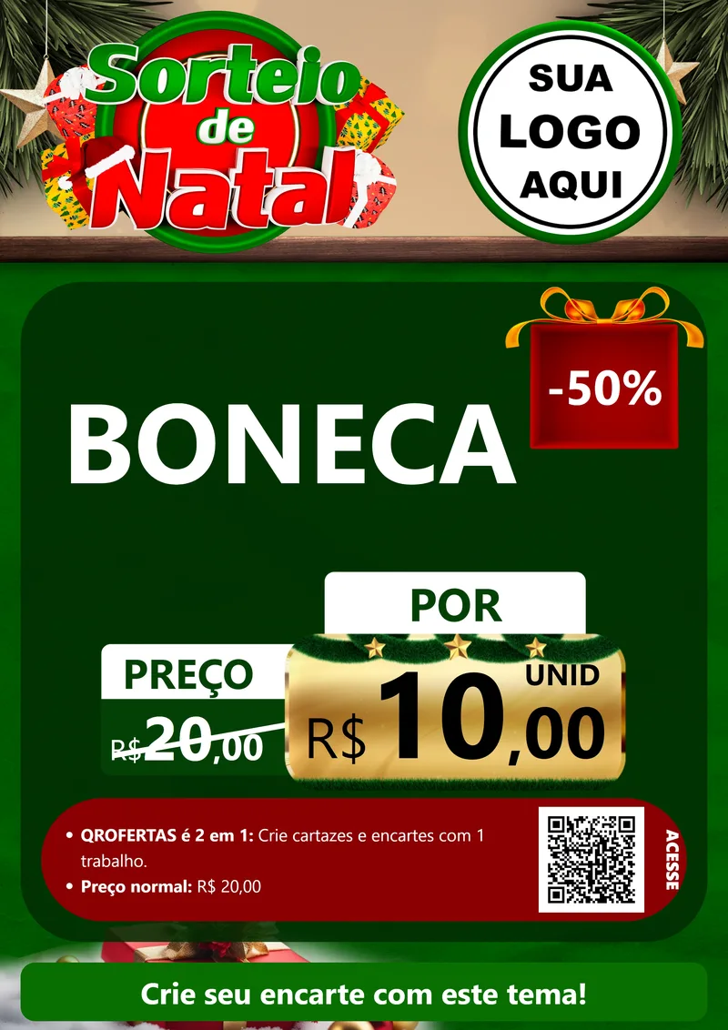 Modelo de Cartaz para Cartaz A4 Vertical com o tema Sorteio de Natal para Brinquedos
