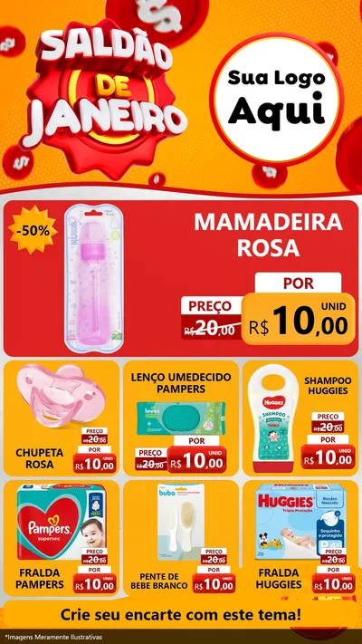 Modelo de Rede Social para Stories com o tema Saldão de Janeiro para Bebês