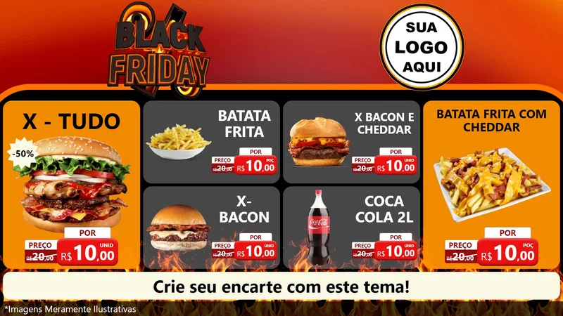 Modelo de TV para TV Horizontal com o tema Black Friday para Hamburgueria