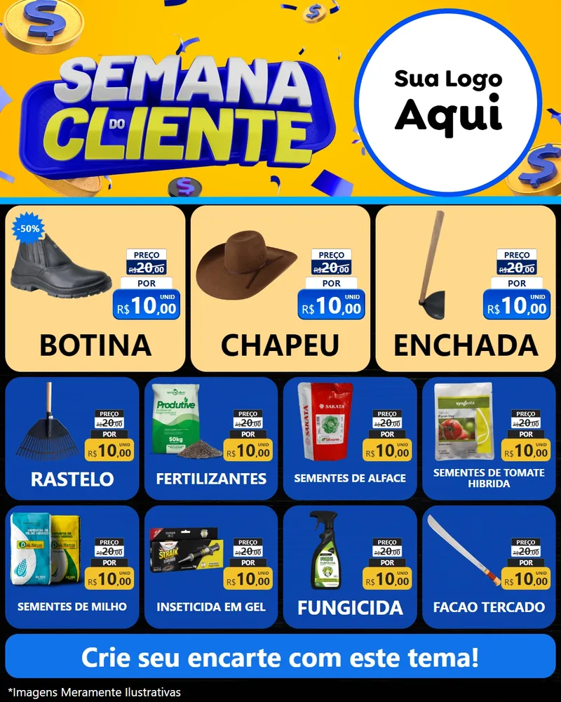 Modelo de Rede Social para Feed Instagram com o tema Semana do Cliente para Agropecuária