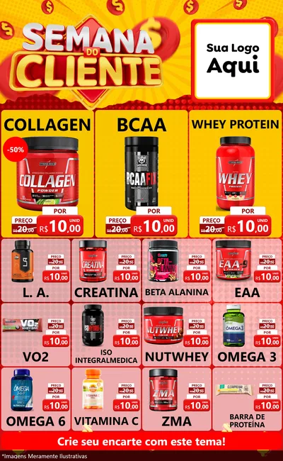 Modelo de Encarte para Encarte Grande com o tema Semana do Cliente para Suplementos alimentares