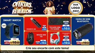 Modelo de TV para TV Horizontal com o tema Ofertas de Réveillon para Informática