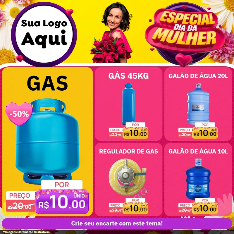 Modelo de Rede Social para Feed Facebook com o tema Especial Dia da Mulher para Água e gás