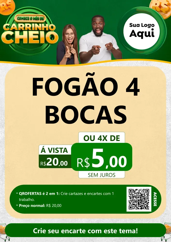 Modelo de Cartaz para Cartaz A4 Vertical com o tema Carrinho Cheio para Móveis e Eletro