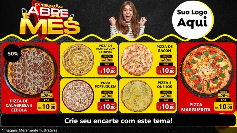 Modelo de TV para TV Horizontal com o tema Operação Abre Mês para Pizzaria