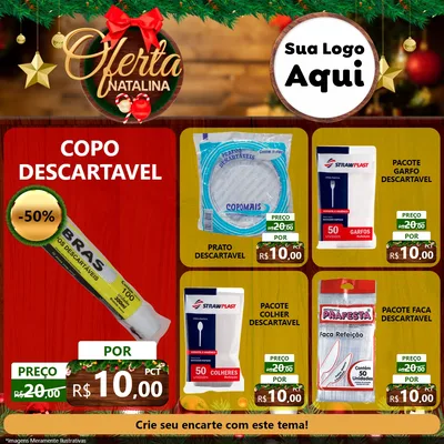 Modelo de Rede Social para Feed Facebook com o tema Ofertas Natalina para Embalagens