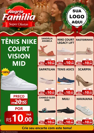 Modelo de Encarte para Encarte A4 Vertical com o tema Alegria Em Família - Super Ofertas para Calçados