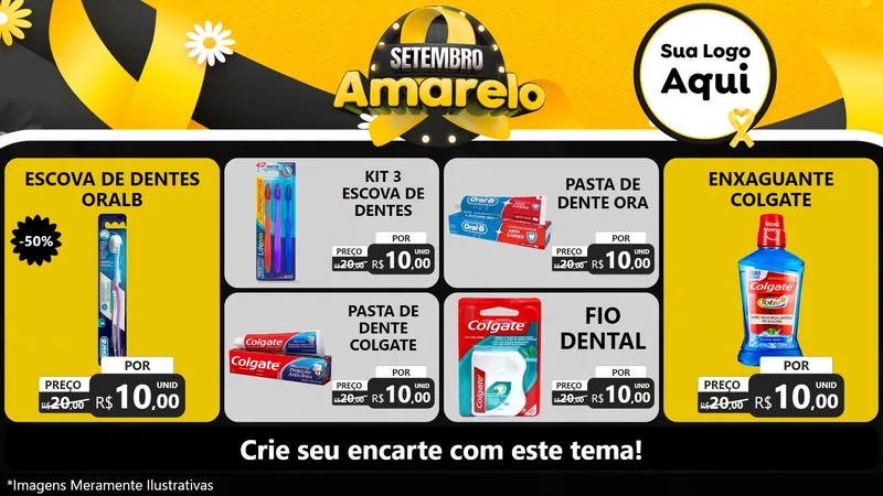 Modelo de TV para TV Horizontal com o tema Setembro Amarelo para Higiene Pessoal