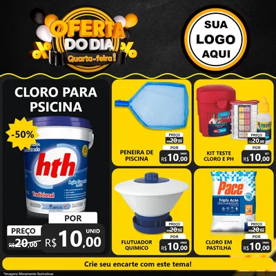 Modelo de Rede Social para Feed Facebook com o tema Oferta do Dia - Quarta Feira! para Produtos para Piscina