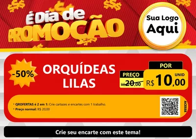 Modelo de Cartaz para Cartaz A4 Horizontal com o tema É Dia De Promoção para Floricultura e jardim