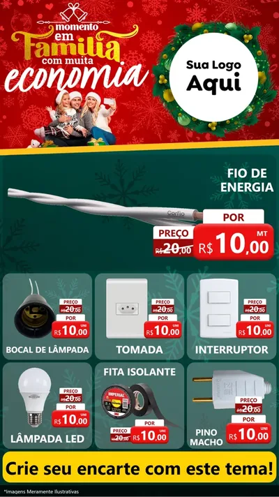 Modelo de Rede Social para Stories com o tema Momento em Família (Natal) para Materiais Elétricos