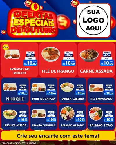 Modelo de Rede Social para Feed Instagram com o tema Ofertas Especiais de Outubro para Restaurante