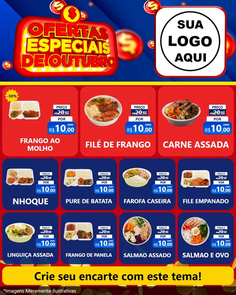 Modelo de Rede Social para Feed Instagram com o tema Ofertas Especiais de Outubro para Restaurante