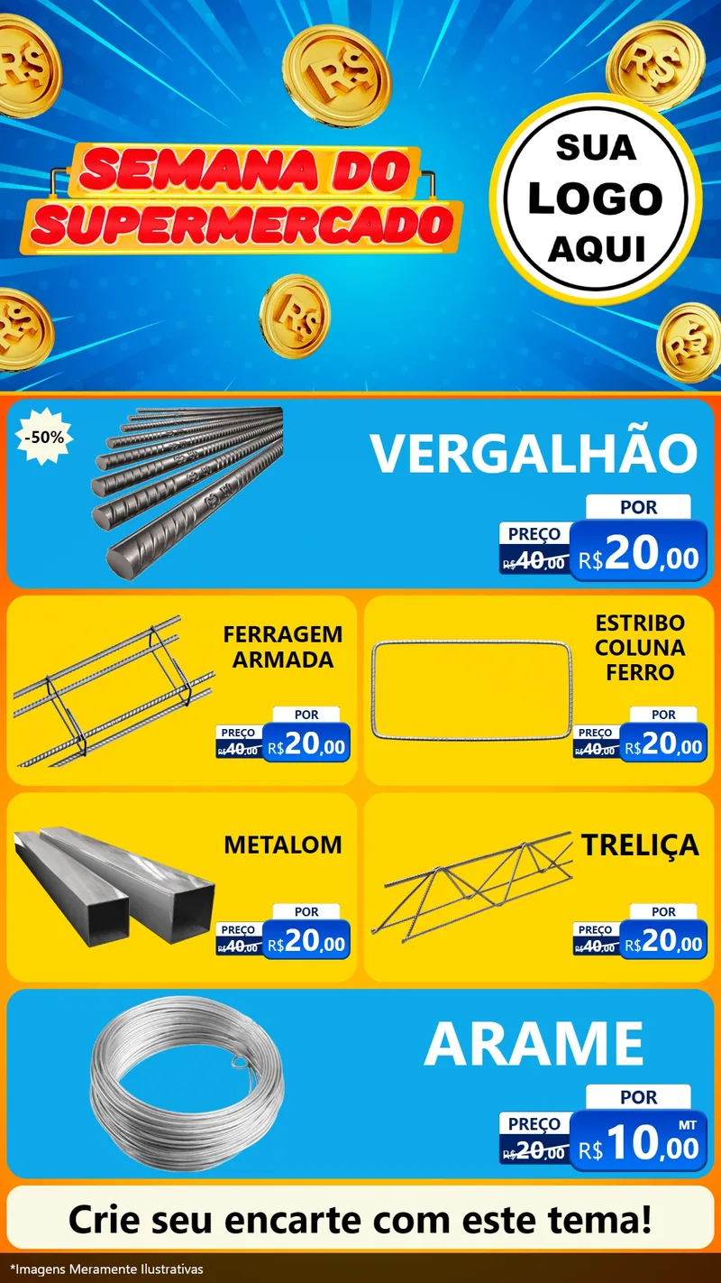 Modelo de TV para TV Vertical com o tema Semana do Supermercado para Ferragens