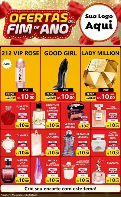 Modelo de Encarte para Encarte Grande com o tema Ofertas de Fim de Ano para Perfumes