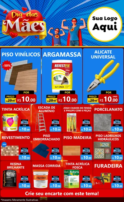 Modelo de Encarte para Encarte Grande com o tema Dia das Mães para Material para Construção