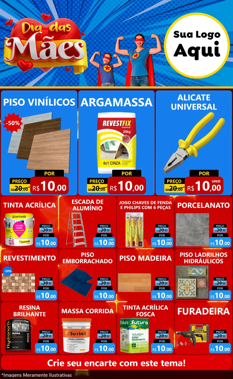 Modelo de Encarte para Encarte Grande com o tema Dia das Mães para Material para Construção