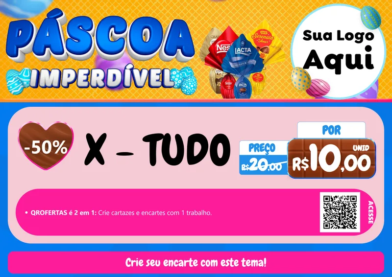 Modelo de Cartaz para Cartaz A4 Horizontal com o tema Páscoa Imperdível para Hamburgueria