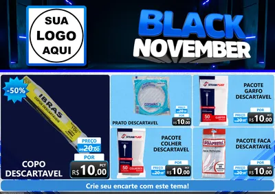 Modelo de Encarte para Encarte A4 Horizontal com o tema Black November para Embalagens