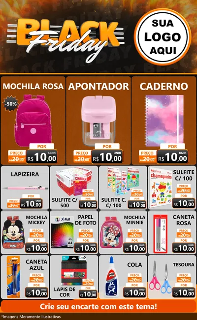 Modelo de Encarte para Encarte Grande com o tema Black Friday para Papelaria