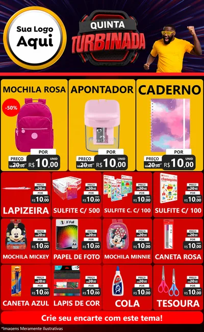 Modelo de Encarte para Encarte Grande com o tema Quinta Turbinada para Papelaria