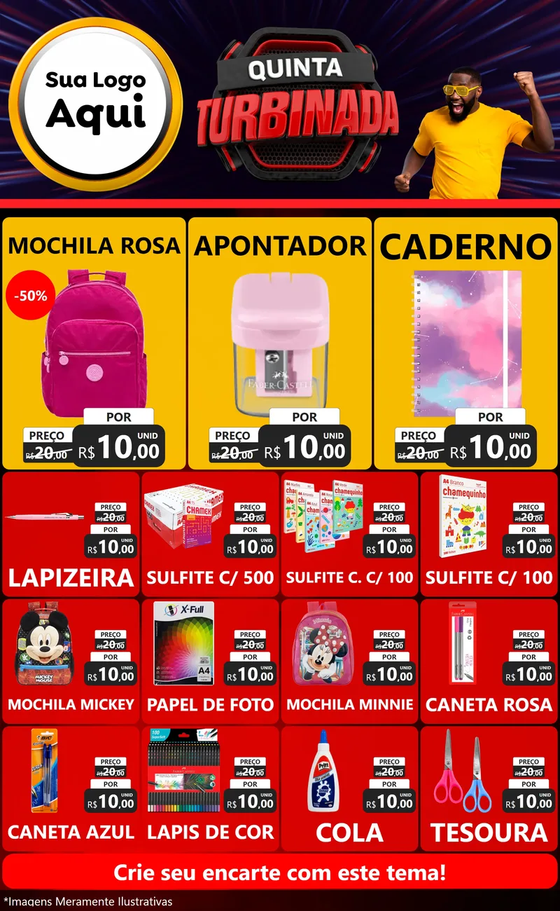 Modelo de Encarte para Encarte Grande com o tema Quinta Turbinada para Papelaria