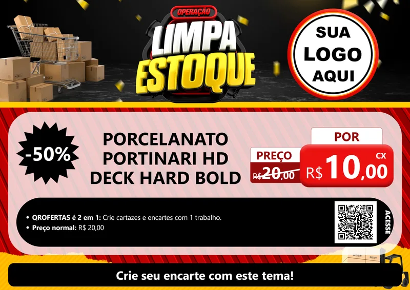 Modelo de Cartaz para Cartaz A4 Horizontal com o tema Operação Limpa Estoque para Pisos e revestimentos