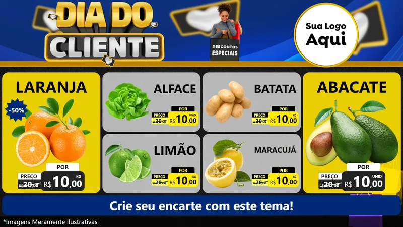 Modelo de TV para TV Horizontal com o tema Dia Do Cliente para Hortifrúti