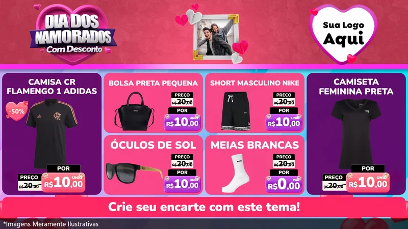 Modelo de TV para TV Horizontal com o tema Dia Dos Namorados Com Desconto para Roupas e acessórios