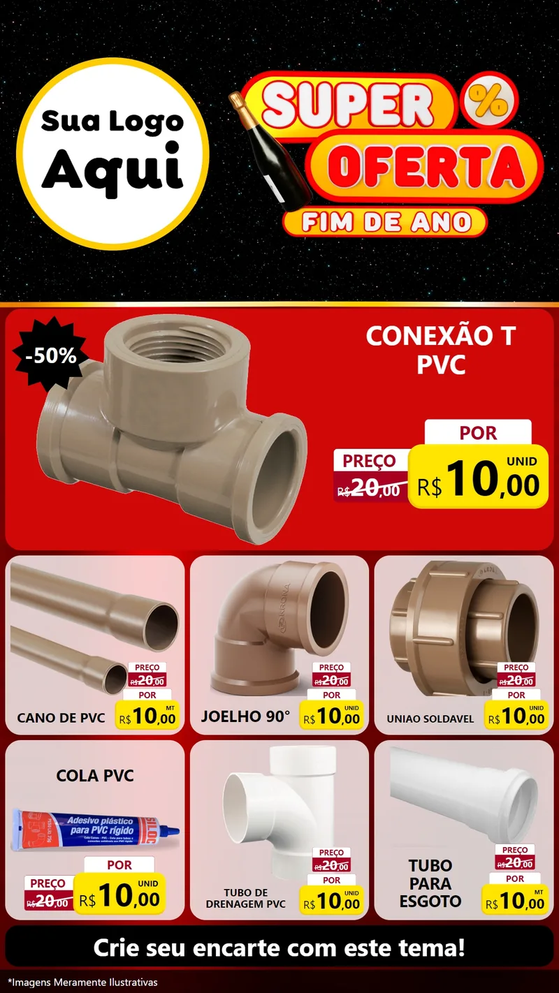 Modelo de Rede Social para Stories com o tema Super Oferta Fim de Ano para Tubos e conexões