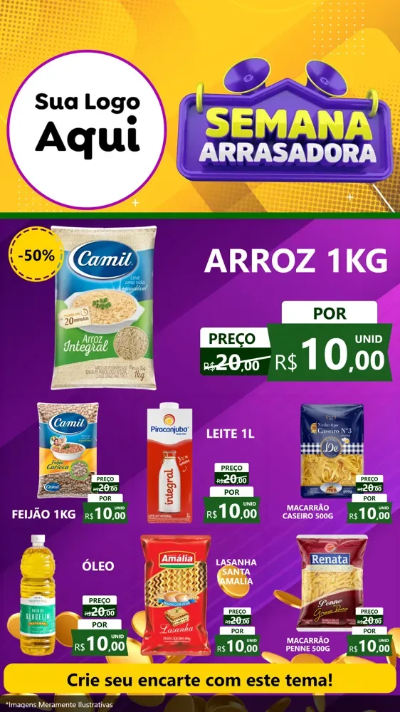 Modelo de Rede Social para Stories com o tema Semana Arrasadora para Supermercado