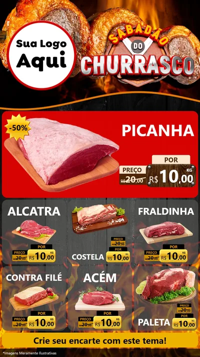 Modelo de Rede Social para Stories com o tema Sabadão do Churrasco para Açougue