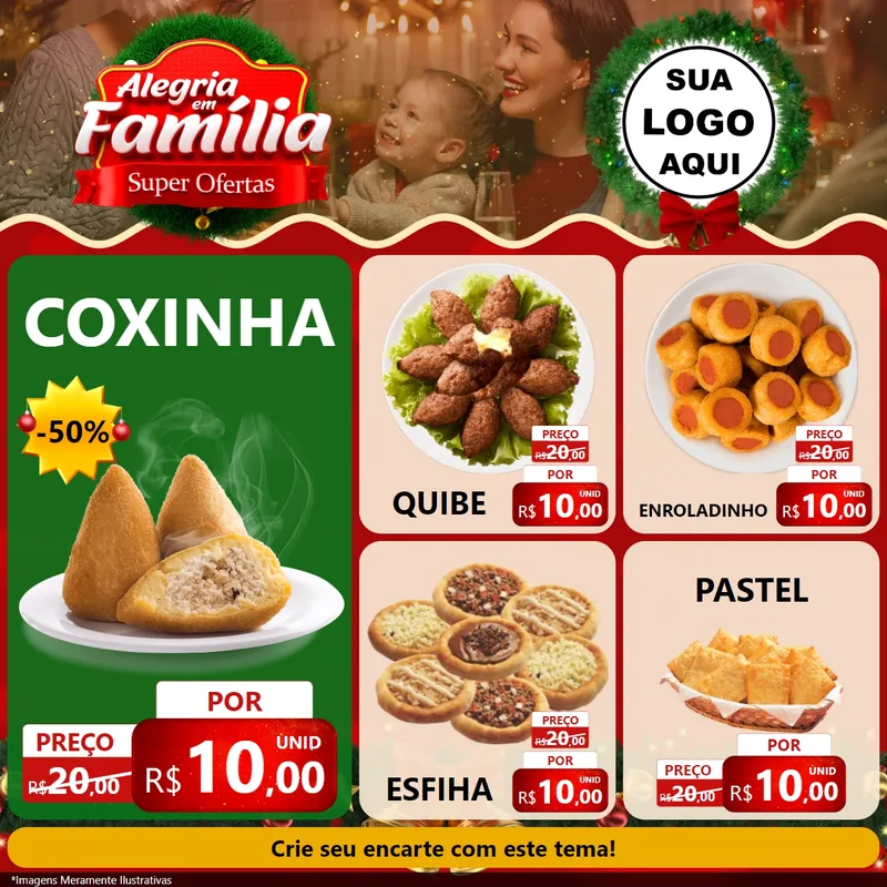 Modelo de Rede Social para Feed Facebook com o tema Alegria Em Família - Super Ofertas para Salgadaria