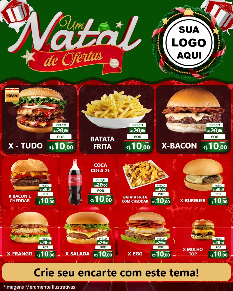 Modelo de Rede Social para Feed Instagram com o tema Um Natal de Ofertas para Hamburgueria