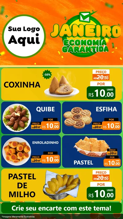Modelo de TV para TV Vertical com o tema Janeiro - Economia Garantida para Salgadaria