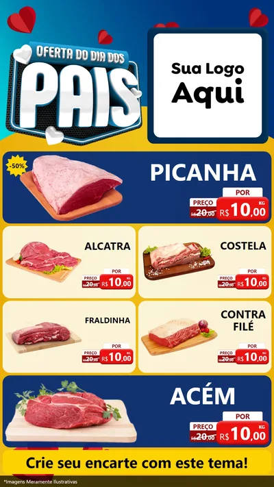 Modelo de TV para TV Vertical com o tema Oferta Do Dia Dos Pais para Açougue