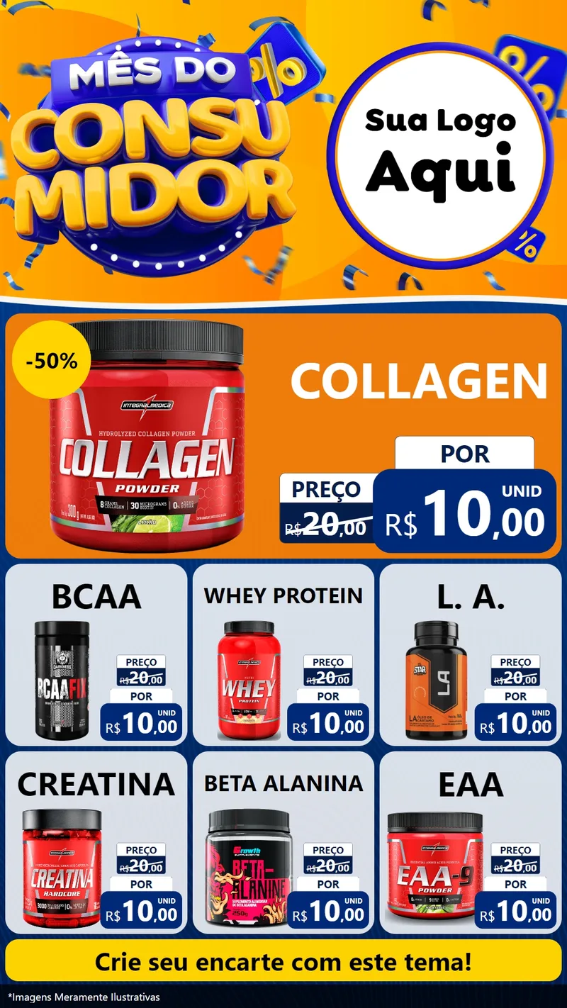Modelo de Rede Social para Stories com o tema Mês do Consumidor para Suplementos alimentares