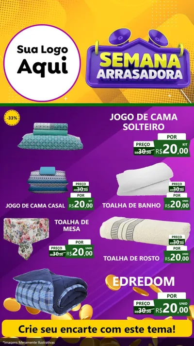 Modelo de TV para TV Vertical com o tema Semana Arrasadora para Cama, Mesa e Banho