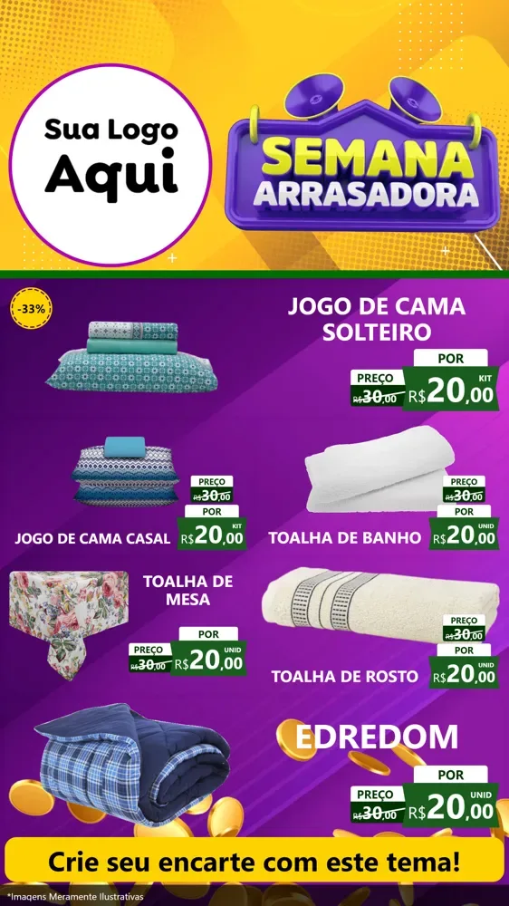 Modelo de TV para TV Vertical com o tema Semana Arrasadora para Cama, Mesa e Banho