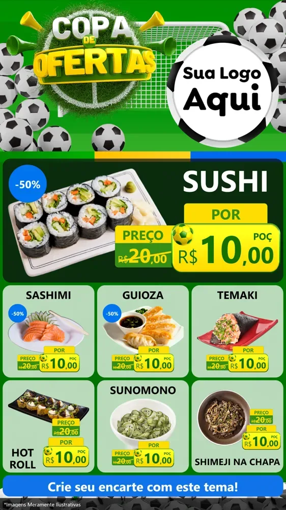 Modelo de Rede Social para Stories com o tema Copa De Ofertas para Comida japonesa