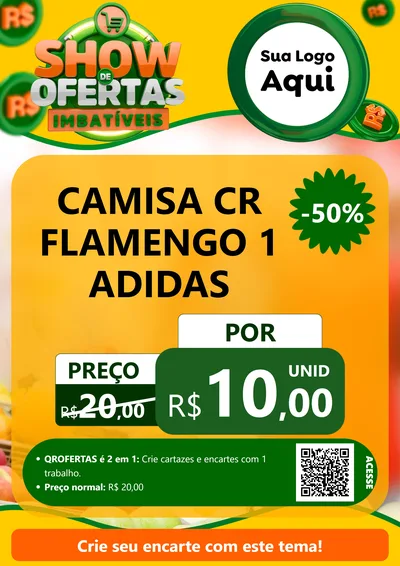 Modelo de Cartaz para Cartaz A4 Vertical com o tema Show de Ofertas Imbatíveis para Roupas e acessórios