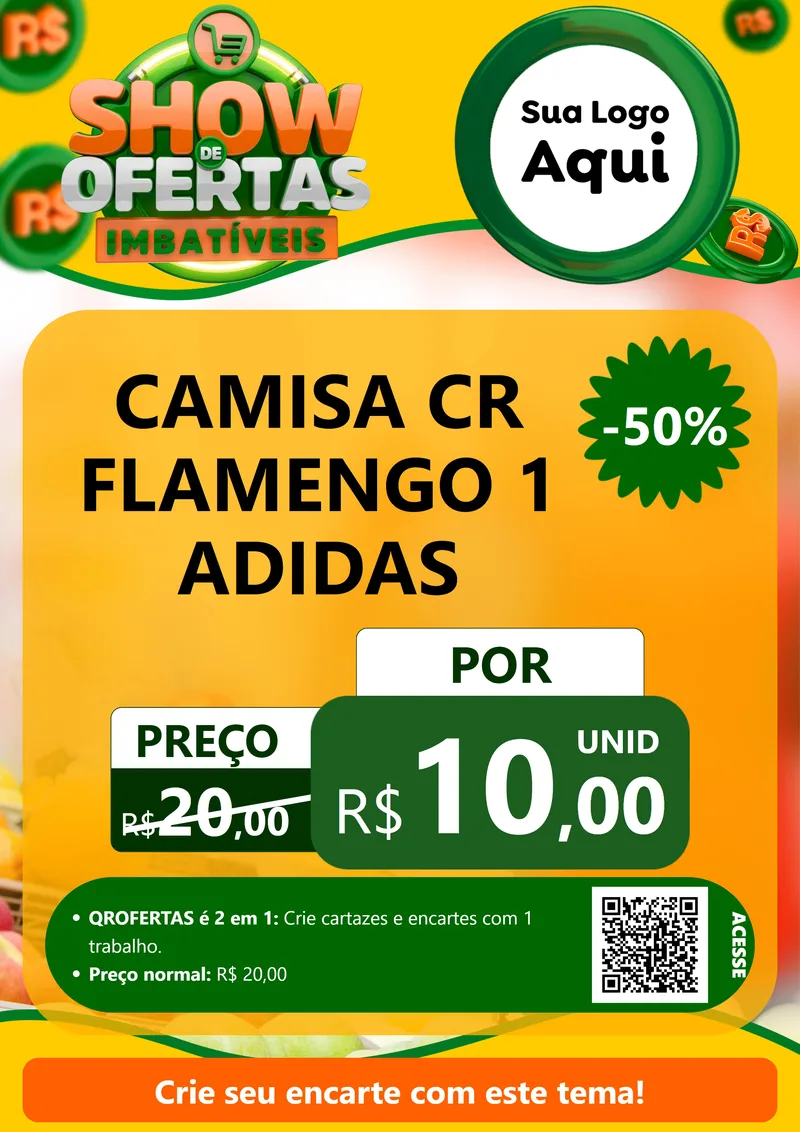 Modelo de Cartaz para Cartaz A4 Vertical com o tema Show de Ofertas Imbatíveis para Roupas e acessórios