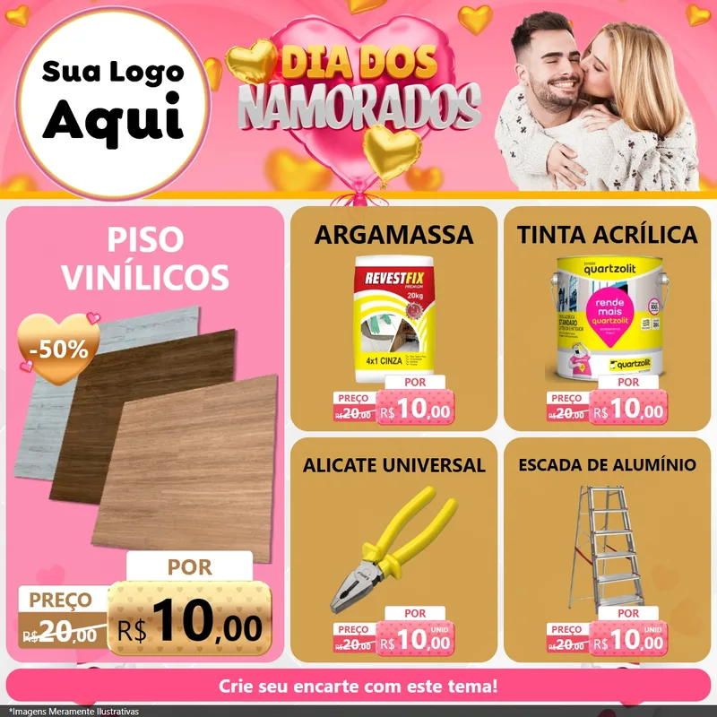 Modelo de Rede Social para Feed Facebook com o tema Dia dos Namorados para Material para Construção