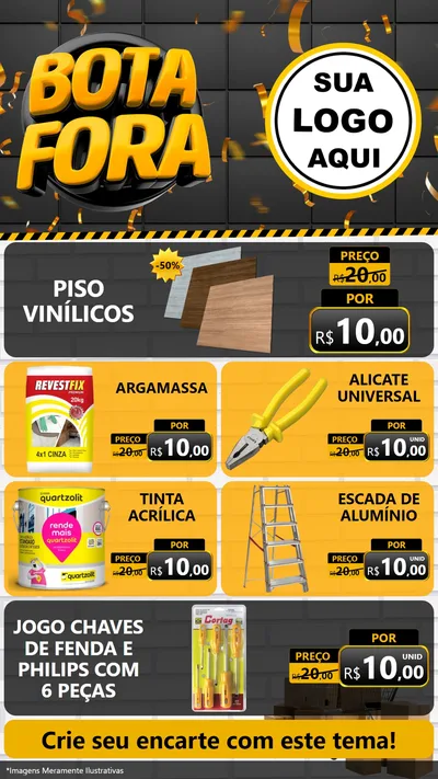 Modelo de TV para TV Vertical com o tema Bota Fora para Material para Construção