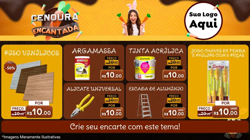Modelo de TV para TV Horizontal com o tema Cenoura Encantada - Páscoa para Material para Construção